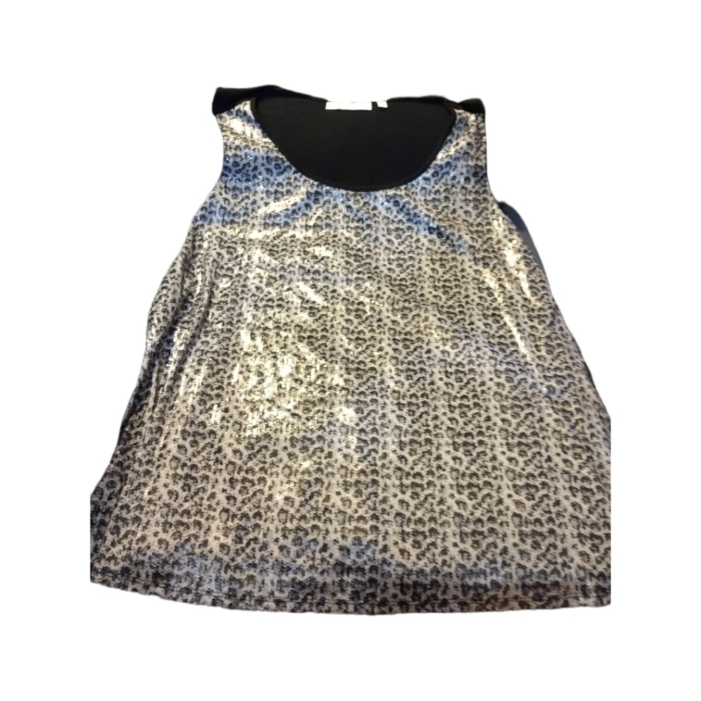 𝅺SEJOUR Sequined Black/Silver Tank Top 3X NWOT